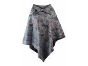 Black Colorful Paisley Pattern Clipped Turtleneck Poncho