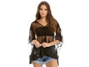 Black V Neck Sheer Lacey Lightweight Beach Cover Up Top