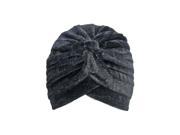 Black Pleated Velvet Turban Cap Hat