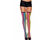 Zigzag Stripe Neon Fishnet Thigh High Stockings