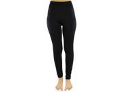 Black Seamless Footless Stretchy Fleece Lined Leggings Tights