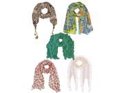 Various 5 Pack Mixed Styles Fashion Scarf Collection