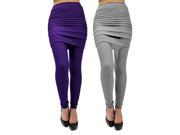 Combination 2 Pack Of Stretchy Leggings With Pleated Skirt