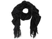 Black Metallic Ruffle Knit Scarf Black Metallic Ruffle Knit Scarf
