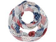 Blue Red & Beige Nautical & Patriotic Lightweight Circle Scarf Blue Red & Beige Nautical & Patriotic Lightweight Circle Scarf