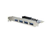 4 Port SuperSpeed USB 3.0 PCI E PCI Express Card with 15 pin SATA Power Connector NEC uPD720201