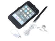 High Impact Combo Hard Soft Case Cover for iPod Touch 4 4th Earphone Splitter Stylus