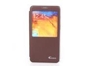 Flip Smart View PU Leather Case Cover for Samsung Galaxy Note3 N9000 Brown