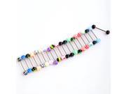 20pcs Colorful Stainless Steel Ball Barbell Tongue Rings Bars Piercing