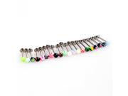 20pcs Colorful Stainless Steel Ball Lip Rings Bars Labret Stud Piercing