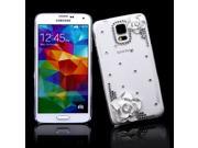 PC Hard Back Case Protective Shell Bling Diamond Rhinestone Crystal for Samsung Galaxy S5 i9600 White Camellia