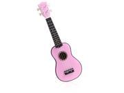 Homeland 21in Compact Ukelele Ukulele Basswood Soprano Acoustic Stringed Instrument 4 Strings Pink