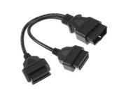 16 pin OBD2 OBDII Splitter Extension Cable Male to Dual Female Y Cable Adapter