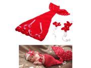 Baby Infant Mermaid Red Crochet Knitting Costume Soft Adorable Clothes Photo Photography Props for 0 6 Month Newborn