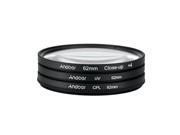 Andoer 62mm UV CPL Close Up 4 Circular Filter Kit Circular Polarizer Filter Macro Close Up Filter with Bag for Nikon Canon Pentax Sony DSLR Camera