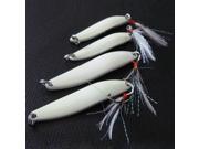 4pcs Metal Night Fishing Lure Hard Baits Noctilucent Luminous Sequins with Feather Treble Hook 5 7 10 13g