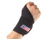 SX502 Monolithic Sports Gym Elastic Stretchy Wrist Joint Brace Support Wrap Band Guard Protector Thumb Loop Black