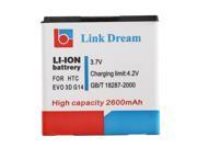 Link Dream 33.7V 2600mAh Rechargeable Li ion Battery High Capacity Replacement for HTC EVO 3D G14 G18 G21