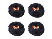 98ft BNC DC Connector Video Power Siamese Cable 4pcs lot for CCTV Camera DVR