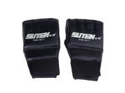 PU Leather Half Mitts Mitten MMA Muay Thai Training Punching Sparring Boxing Gloves White