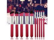 Professional 10pcs Makeup Brush Set Powder Foundation Brush Cosmetic Tools Rose Red Black