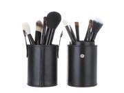 New 12pcs Professional Makeup Brush Set Cosmetic Brush Kit Makeup Tool with Cup Leather Holder Case Black