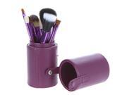 New 12pcs Professional Makeup Brush Set Cosmetic Brush Kit Makeup Tool with Cup Leather Holder Case Purple