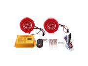 Motorcycle MP3 Player Speakers Audio Sound System FM Radio Security Alarm Wireless Remote with USB SD Slot Red