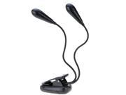Portable Flexible Bendable 8 LEDs Adjustable Dual Lights Stand Clip Desk Lamp Reading Music Score Light