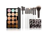 15 Color Cream Concealers Palette Eye Face Cosmetic Earth Tone With Makeup Brush Set