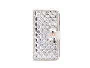 PU Leather Bling Wallet Bowknot Rhinestone Diamond Protective Case with Card Holder String for iPhone 6 4.7