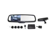 12V 4 Parking Sensors 4.3 LCD Display Camera Video Car Rearview Mirror Reverse Radar System
