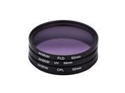 Andoer 52mm UV CPL FLD Circular Filter Kit Circular Polarizer Filter Fluorescent Filter with Bag for Nikon Canon Pentax Sony DSLR Camera