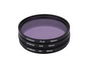 Andoer 55mm UV CPL FLD Circular Filter Kit Circular Polarizer Filter Fluorescent Filter with Bag for Nikon Canon Pentax Sony DSLR Camera