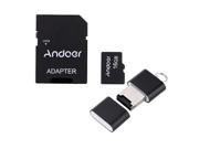 Andoer 16GB Class 10 Memory Card TF Card Adapter Card Reader USB Flash Drive for Camera Car Camera Cell Phone Table PC GPS