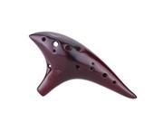 12 Holes Ceramic Ocarina Flute Alto C Smoked Burn Submarine Style Musical Instrument with Music Score for Music Lover and Beginner