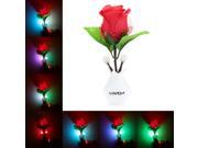 LED Color Change Light Sensor Energy Saving Red Rose Flower Plant Potted Bed Decor Night Lamp Home Illumination