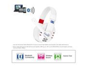 Pro V8 Bluetooth 4.0 Stereo Headset Wireless Gaming HiFi Headphone Handsfree Earphones With Adjustable Headband White With Mic
