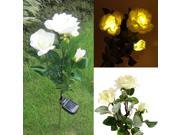 Outdoor Powerfrugal Solar Power Water Resistant 3 Rose Flower LED Lamps Ni MH Battery Landscape for Garden House Decoration