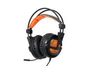 SADES A6 Gaming Headphone with Mic LED Noise Cancellation Wonderful Sound Effect Music Earphones Black with Orange for Desktop Notebook Laptop