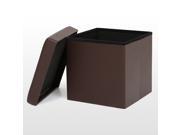 IKAYAA Modern Faux Leather Folding Storage Ottoman Foot Stool Seat Footrest Foldable Storage Box Pouffe Home Furniture 14.76 * 14.96