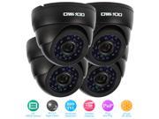 OWSOO 4pcs 800TVL Indoor IR CUT Night View CCTV Analog Camera 4*60ft Video Cable Plug and Play for Security Surveillance System