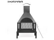 iKayaa Large Garden Outdoor Fire Pit Chimenea Metal Backyard Heater Fireplace Patio Chimney Wood Burner 600? Heat resistant With Poker