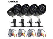 OWSOO 4*800TVL Outdoor Indoor Bullet Security CCTV Camera 4*60ft Surveillance Cable support Weatherproof IR CUT Night View Plug and Play 3.6mm 24 Infrared LED