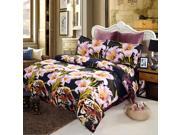 4pcs 3D Printed Bedding Set Bedclothes Tiger and Lily Flower Queen Size Duvet Cover Bed Sheet 2 Pillowcases