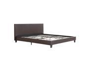 iKayaa Modern King Sized Upholstered Linen Platform Bed Frames With Wood Slats Wingback Bed Frame Sponge Padded Brown 200KG Capacity for 193*203cm Mattress