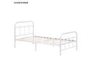 IKAYAA High quality Metal Platform Bed Frame W Wood Slats for Twin Sized Mattress 99*190cm Foundation Box Spring Replacement Bedroom Furniture for 99 * 190cm