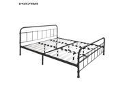 iKayaa Contemporary Metal Platform Bed Frame With Wood Slats for King Size Mattress 1930*2030