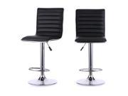 iKayaa 2PCS Set of 2 PU Leather Pneumatic Swivel Bar Stools Chairs Height Adjustable Counter Pub Chair Barstools Heavy duty