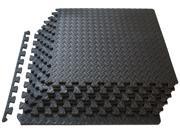 ProSource Puzzle Exercise Mat High Quality EVA Foam Interlocking Tiles - Covers 24 Square Feet - Black